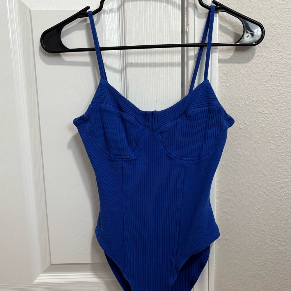 Blue bodysuit with cup detail